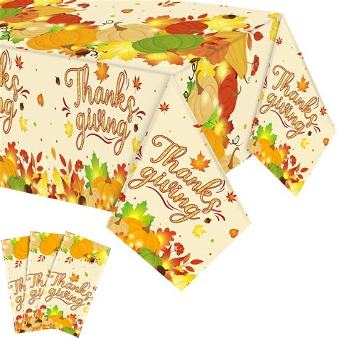Amazon.com: Newwiee 3 Pcs Thanksgiving Tablecloths Plastic Fall Maple ...