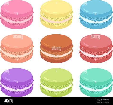 vector collection of colorful french macaron or macaroon icons isolated ...
