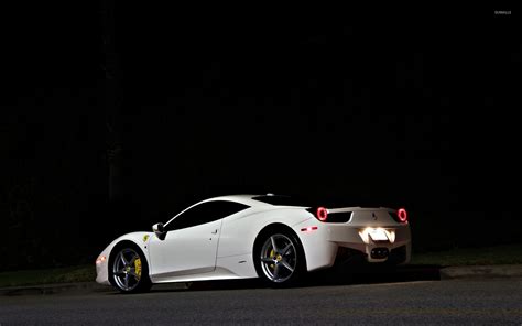 White Ferrari 458 Italia back side view at night wallpaper - Car wallpapers - #51849