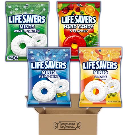 Lifesavers Hard Candy Mints 4 Flavor Bulk Variety Party Pack - 4 Bags ...