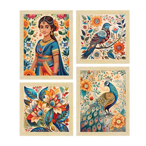ArtX Paper Madhubani Indian Art Paintings with Frame for Home Decor ...