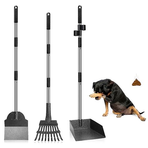 LUFFWELL Dog Pooper Scooper, Adjustable Handle Poop Scooper with Tray ...