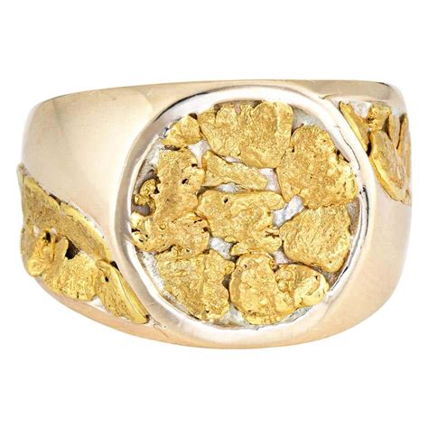 Vintage Men’s Gold Nugget Ring Round Signet 10 Karat Estate Fine ...