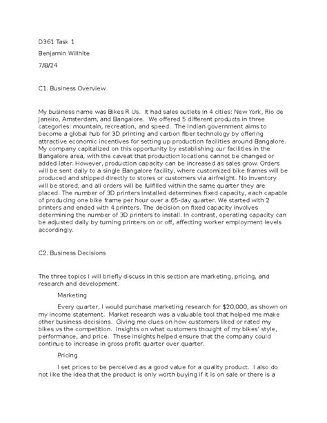 Image result for Business Simulation D361 Task 1