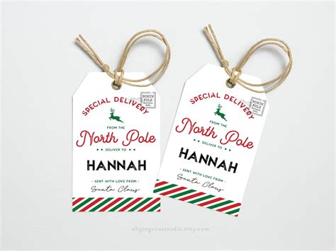 Printable North Pole Special Delivery Tag: Editable Santa Gift Tags ...