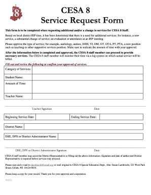 Fillable Online CESA 8 Service Request Form Fax Email Print - pdfFiller