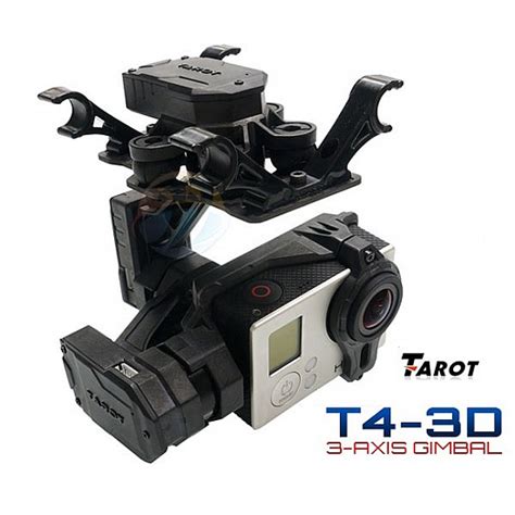 Tarot 3 Axis Gimbal T4-3D Dual Shock Absorber PTZ for Gopro Hero4 3+ 3 ...