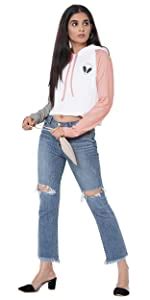 Buy ENVAGOR Alien Hooded Crop Tops for Girls - Hooded Tops for Women ...