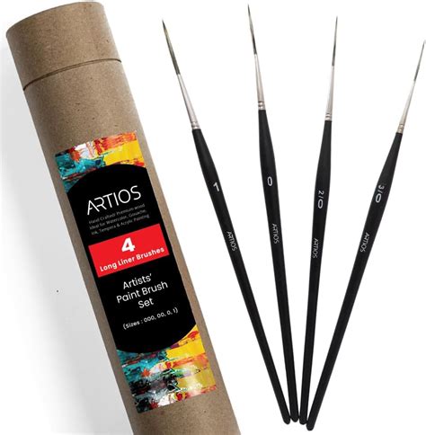 US Art Supply 8 Piece Taklon Detail and Liner Artist Brush Set with ...