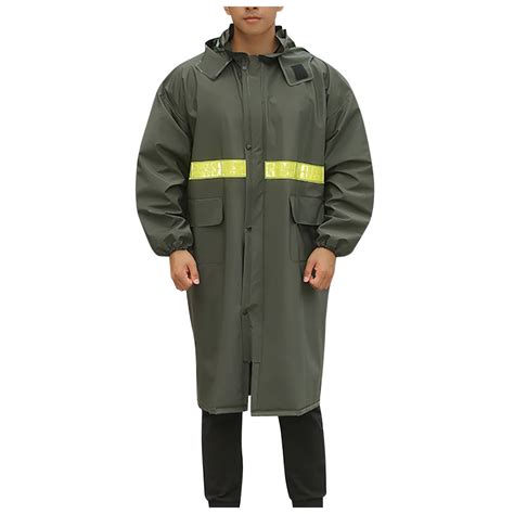 CHUOU Men's Rain Jacket With Hood Reflective Stripe Water Proof ...