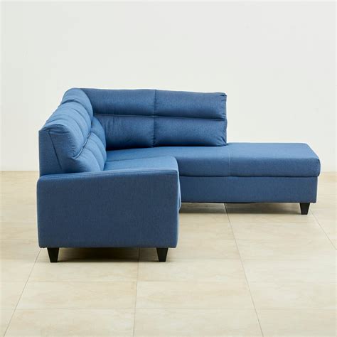 Buy Helios Clary Fabric 3-Seater Right Corner Sofa with Chaise - Blue ...