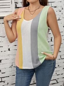 SHEIN LUNE Plus Color Block Tank Top | SHEIN USA