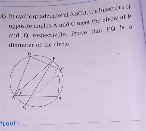 In cyclic quadrilateral ABCD the bisector of opposite angles a and c ...