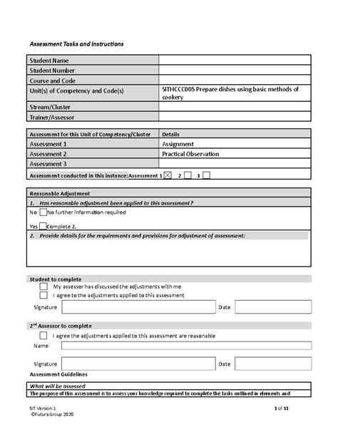 Sithccc 005 Assessment 1 -Assignment - Assessment Tasks and ...