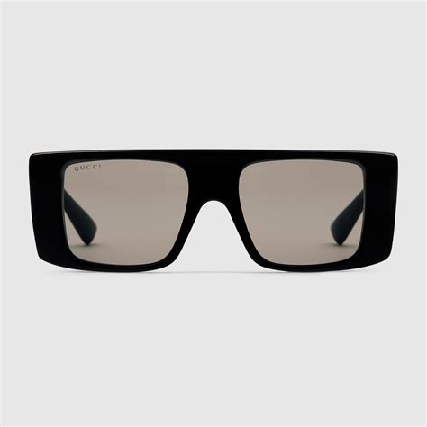 Rectangular frame sunglasses in black | GUCCI® Canada