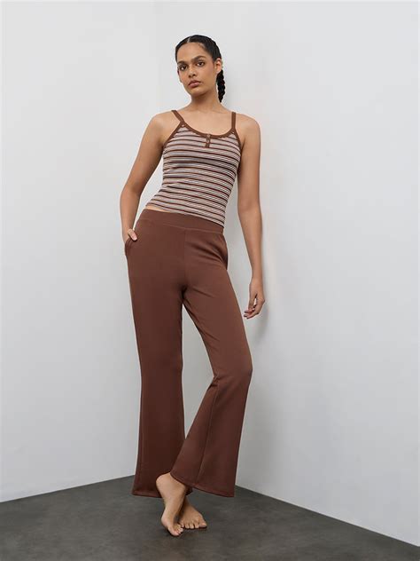 Buy Nuoflexx Brown High-Rise Pants from Westside