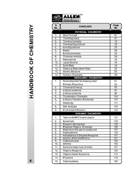 Chemistry Handbook - Help to score good marks - S. No. CONTENTS Page No ...