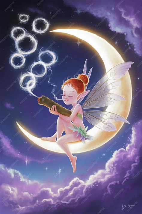 Premium Photo | A fairy with a pipe in the sky and the words angel on ...