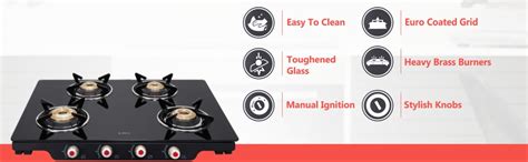 Elica Glass 4 Burner Gas Stove (PATIO ICT 469 BLK S) : Amazon.in: Home ...