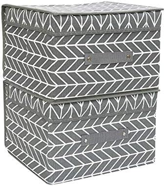HomeStorie Canvas Storage Organizer Box Set With Lid, Pack Of 2 (Ar1629 ...