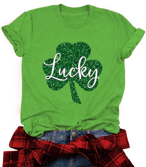 St. Patrick's Day Shirts for Women Shamrock T Shirt St.Paddys Day Green ...
