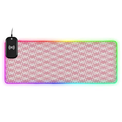 Coral Pink Twill Plaid Gaming Mouse Pad Led Mousepads RGB Backlit with ...