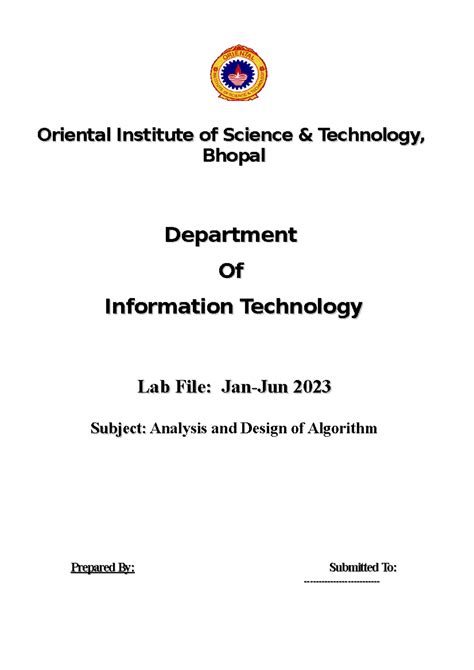 Lab Manual for Analysis and Design of Algorithms (IT 4th Sem) - Studocu
