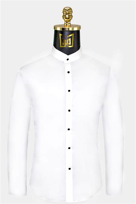 White Mandarin Collar Shirt | Gentleman's Guru
