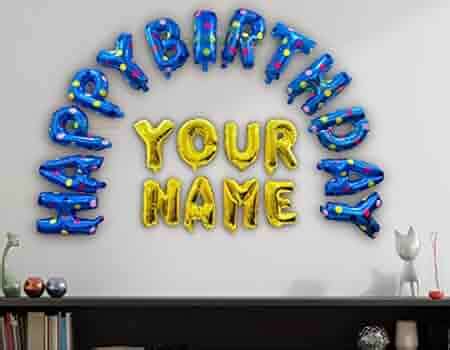 Almoda Creations Happy Birthday Foil Balloon Letters With Name, Blue ...