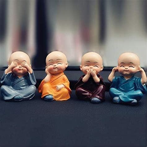 eCraftIndia 4PCS Little Monk Cute Ornaments Car Interior Decoration ...