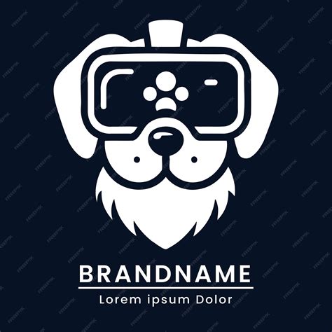 Cute dog logo wearing vr glasses modern pet technology icon ...
