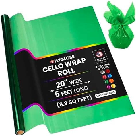 Hygloss 7603 Cello Gift Wrap Roll, 20-Inch by 5-Feet, Green : Amazon.in ...