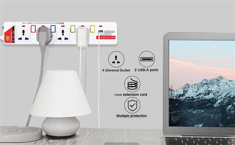 MX 4 Way Power Strip with Universal Socket & LED Indicator Individual ...