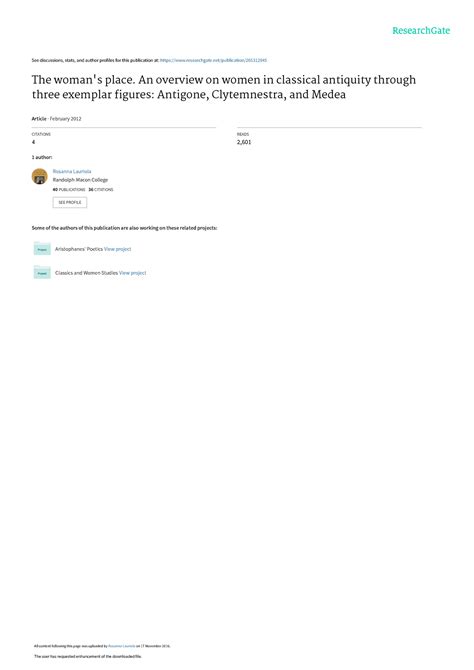 The womans place An overview on women in classica - See discussions ...