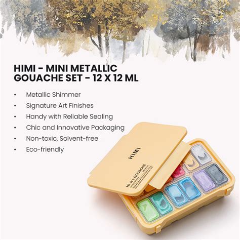 Buy Original HIMI- Mini Metallic Gouache Paints - 12 ml jelly cups x 12 ...