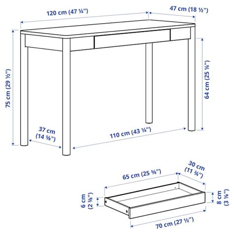 TONSTAD desk, off-white, 120x47 cm (471/4x181/2") - IKEA