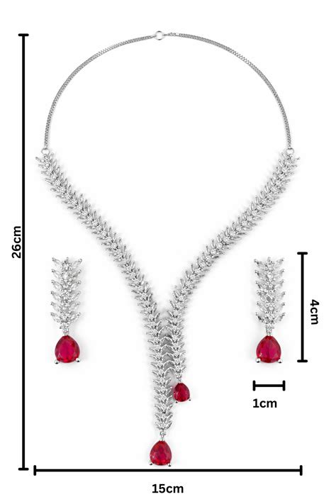 Luxury Ruby Red & American Diamond V-Shape Lariat Necklace Set – OMID ...