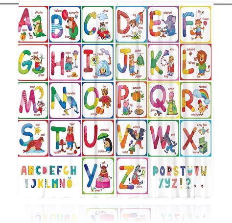 Buy MESHELLY Kids Alphabet ABC Curtains 42w X 63h Inch Rod Pocket Baby ...