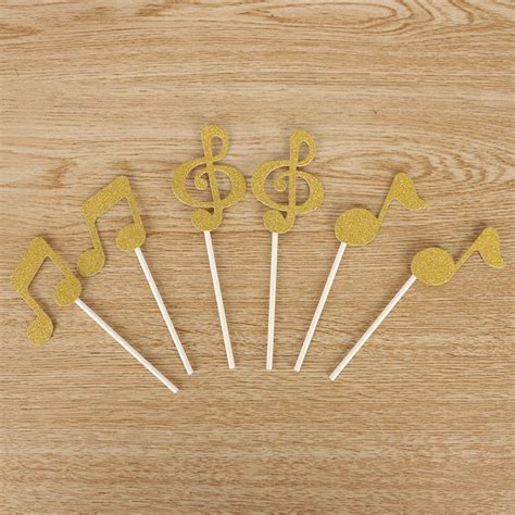 Ubersweet® 18PCS Glitter Music Notation Birthday Cake Topper Music ...