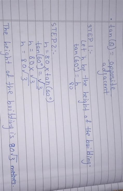 The angle between the top of a building and a point 80m away from the ...