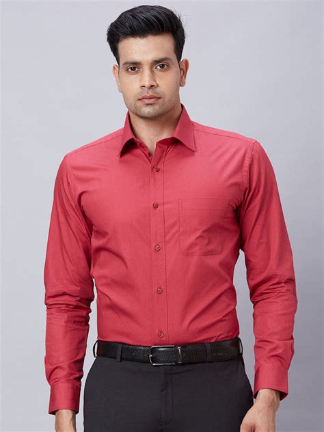 Raymond Men Red Solid Slim Fit Cotton Shirt – MyRaymond