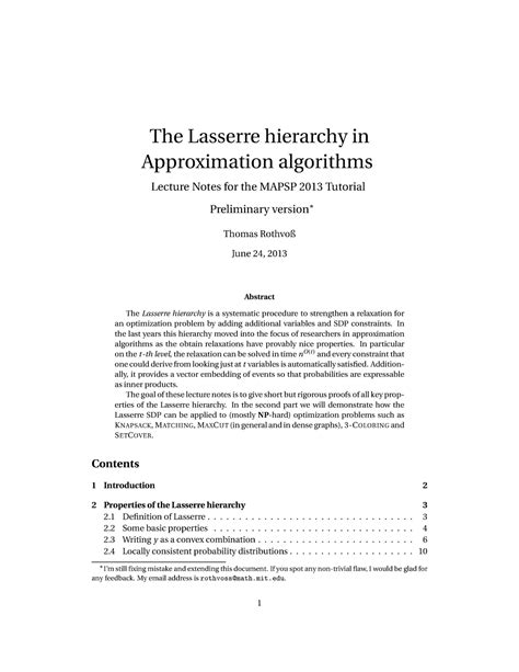 Lasserresurvey - SDP solving techinques - The Lasserre hierarchy in ...
