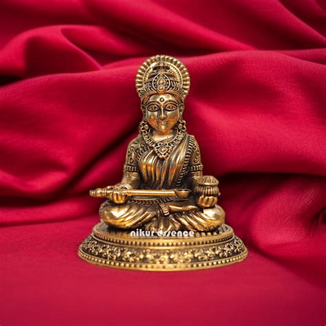 Goddess Annapurna Devi Seated Brass idol - 5 Inches – Nikur Essence