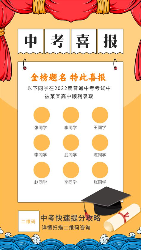 金榜题名高考中考光荣榜喜报展板模板图片下载_红动中国