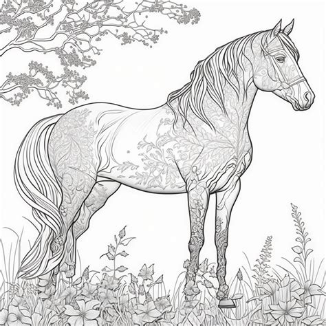 Realistic Horse Colouring Pages