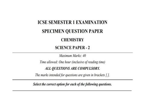 ICSE Chemistry Class 10 Semester 1 Exam 2021-22: Check Chemistry ...