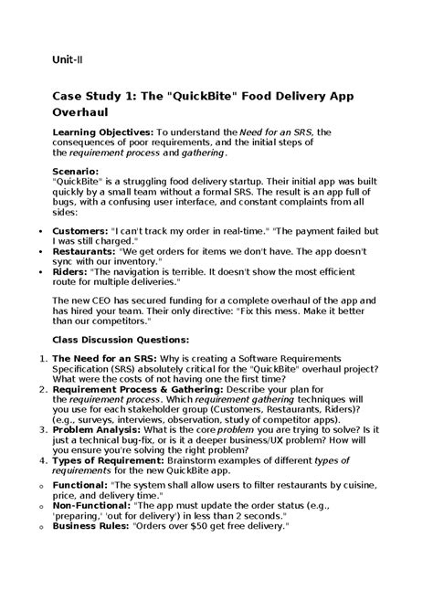 Unit-II Case Study: Food Delivery App & Smart City Emergency System ...