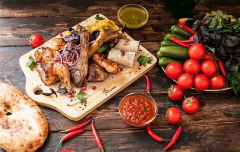 Wallpaper Vegetables, Tomatoes, Cucumbers, Meat, Pita, Grill, Adjika ...