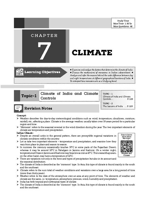 Climate of India: Chapter 7 Revision Notes for Class 9 (NCERT) - Studocu