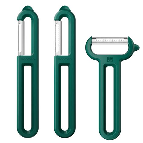 Linoroso 3 Pieces Vegetable Peeler Set with Straight Peeler, Serrated ...